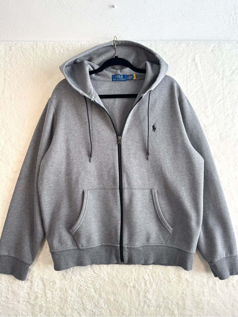 Polo Ralph Lauren Full Zip Hoodie Jacket Men’s Large Gray Pockets Pony Casual